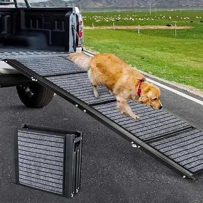 Produktbild von Längste 180cm & Breiteste 50cm Hunderampe,Faltbare Hunderampe Auto mit Rutschfester Teppich, Klappbar für Outdoor Stufen,Hundetreppe Auto für Mittlere & Große Hunde in EIN SUV & LKW
