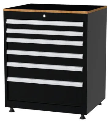 Productafbeelding van Povag Gereedschapskast met 6 laden, Ladekast werkplaats, 848x710x570 mm, Zwart