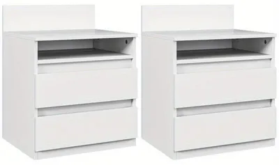Immagine prodotto di Comodino - Cassettiera con 2 cassetti e vano aperto - Bianco - 40x32x50 cm - Set da 2