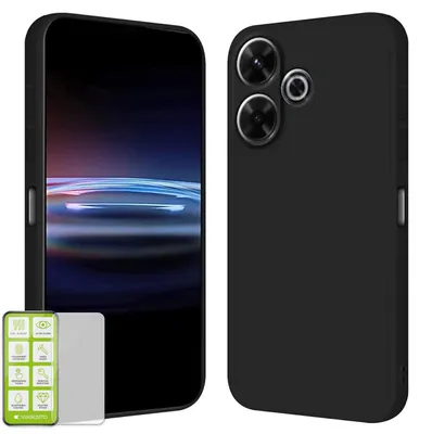 Immagine prodotto di Per Xiaomi Redmi 13 4G / Poco M6 4G Custodia in silicone H9 Custodia in vetro per cellulare Nero Custodie Cover Case Cappuccio