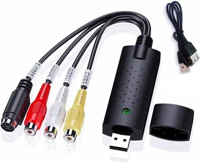 Produktbild von USB 2.0 Audio Video Grabber, USB 2.0 Audio Video Grabber Converter Analog zu Digitalwandler mit Adapter für VHS/VCR/TV auf DVD für Linux/Win Xp/Vista/Win 7/8/10