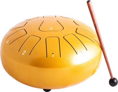 Produktbild von Steeldrum F-Dur Zungentrommel 8 Zoll Handpan mit 11 Töne gold Steelpan groß