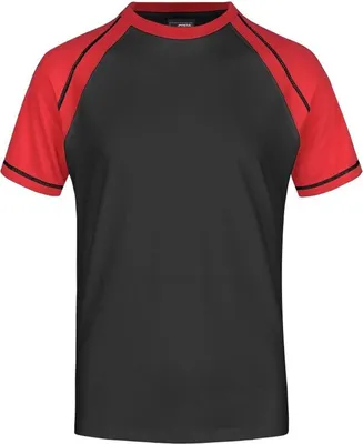 Produktbild von T-Shirt in sportlicher, zweifarbiger Optik black/red, Gr. 3XL