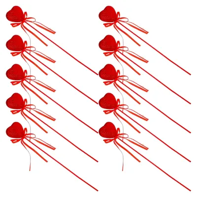 Produktbild von Herzförmige Glitzerstecker 10 Stück Rot mit Schmetterlingsknoten für Hochzeitsdekoration und Valentinstagsblumenarrangements
