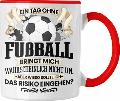 Produktbild von Trendation - Fußball Tasse Geschenk für Fussball-Spieler Trainer Coach Lustiger Spruch Geschenkidee Männer Fußballer (Rot)