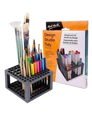 Produktbild von Mont Marte Organizer Stifte & Pinselhalter - 82 Fächer, davon 18 breite für Marker - modularer Pinselhalter - stilvolle Ordnung für Atelier & Büro