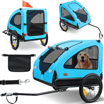 Produktbild von KESSER® Hundeanhänger Boxer 2-in-1 Hundebuggy Fahrradanhänger groß ca. 250L Volumen - Inkl. Fahne und Tasche - 600D Oxford Canvas, Klappbar SmartSpace Concept, maximale Belastbarkeit: 45kg
