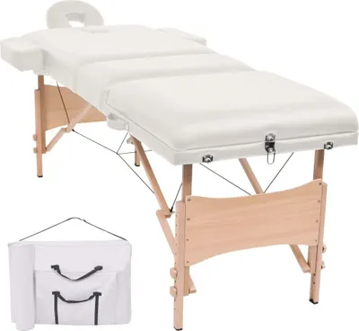 Image de Table de massage pliable à 3 zones 10 cm d'épaisseur Blanc