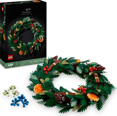 Produktbild von LEGO Icons Weihnachtskranz, Winterdeko zum Aufhängen, weihnachtlicher Tischschmuck, achtsames Bauprojekt, Adventskranz und Türkranz selber machen, Weihnachtsgeschenke für Erwachsene 10340