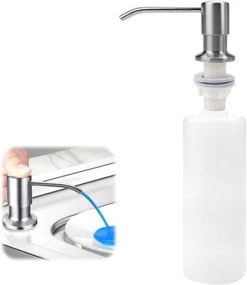 Produktbild von Seifenspender 300 ml - Edelstahlpumpe - Tischseifenspender - nachfüllbarer Seifenspender - 360° drehbare Pumpe - für Küche, Spüle - Silber