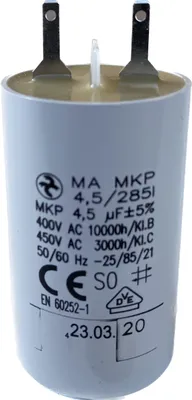 Kondensator 4,5 µF für Rollläden, Ø 30 mm, 2 Anschlüsse