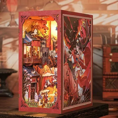 Produktbild von DIY Book Nook Legende von Mulan - 3D-Puzzle - 298 Teile - Miniaturhaus aus Holz - mit LED