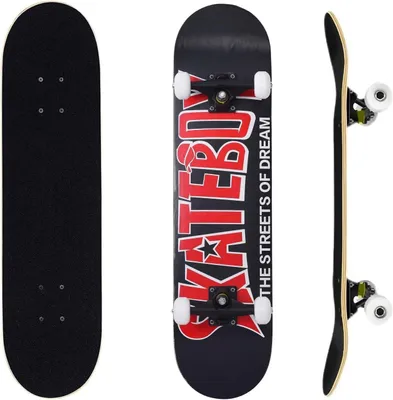Produktbild von Skateboard 80 x 20 cm, 7 Schichten Holz, Double Kick Deck, für draußen