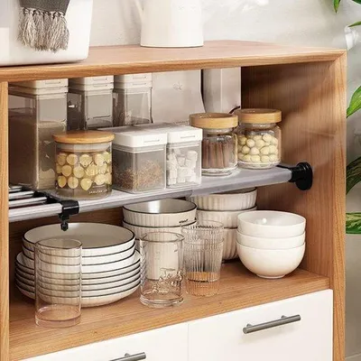Produktbild von Verstellbare Organizer für Küche, Bad und Schlafzimmer - 1969-315 cm - kein Bohren erforderlich - Schwarz