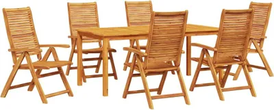 Imagen del producto de vidaXL Juego de mesa y sillas de jardín, 7 piezas, color marrón, madera de acacia maciza