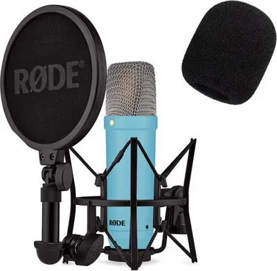 Produktbild von Rode NT1 Signature Blue Mikrofon Blau mit Popschutz