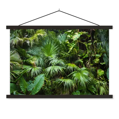 Produktbild von MuchoWow® Textilposter Palmwedel - Sonne - Tropisch 90x60 cm mit schwarzem Rahmen - Aufhängungssatz