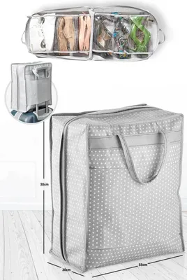 Image de Sac à chaussures Serstil (gris à pois) – Sac de rangement pour chaussures 35 × 22 × 40 cm