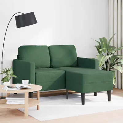 Zdjęcie produktu dla vidaXL 2-osobowa sofa z szezlongiem w kształcie litery L ciemnozielona 125 cm pościel