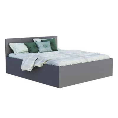 Produktbild von FDM Bett PANAMA 120x200 cm mit Lattenrost aus Metall Bettkasten Stauraumbett grau