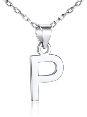 Produktbild von Initiale Buchstaben Kette 925 Silber Anhänger Alphabet Schlüsselbein Kette Damen Mädchen Buchstabe P