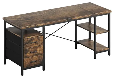 Produktbild von Computertisch - Gaming Schreibtisch - 140 x 60 x 75 cm - 3 Stoffschubladen - 3 Ablagen - Rechteckig - Braun