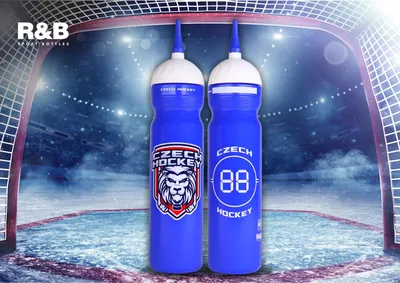Imagen del producto de Botella deportiva R&B Český Lev, con boquilla, color azul, capacidad de 1000 ml