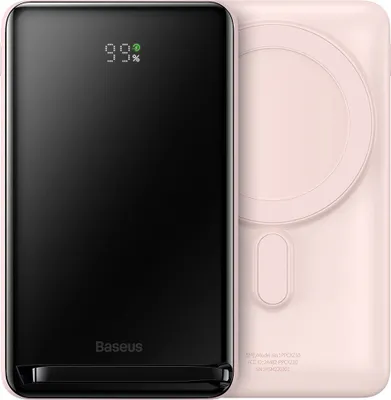Produktbild von Baseus Magnetic Bracket Powerbank Mit Kabellosem Laden Magsafe 10000 Mah 20 W Overseas Edition Rosa (Ppcx000204) + Usb-Typ-C-Kabel Baseus Xiaobai Series 60 W 0,5 M