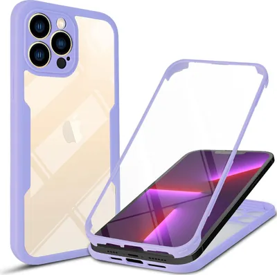 Produktbild von iPhone 14 Pro Schutzhülle, Eingebautem Displayschutz 360 Grad Komplettschutz Handyhülle für iPhone 14 Pro Lila