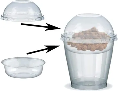 Produktbild von 100x Feinkostbecher für Salat Müsli Joghurt mit Einsatz + Deckel 250 ml