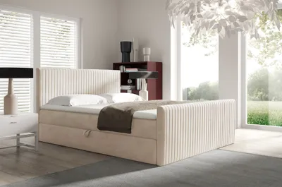 Produktbild von Boxspringbett Schlafzimmerbett ADRIEN 160x200cm in Stoff Fresh Creme