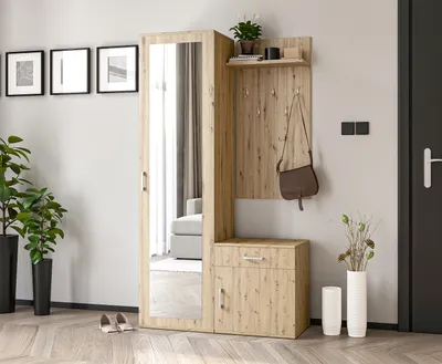 Image de AX LIVING Ensemble de vestiaires en chene Magnola - 100cm élégant & fonctionnel