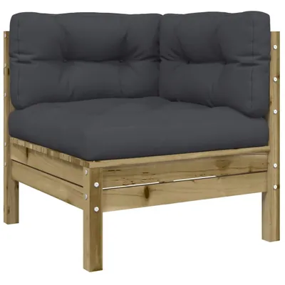 Image de vidaXL Canapé d'angle de jardin avec coussins Pin imprégné