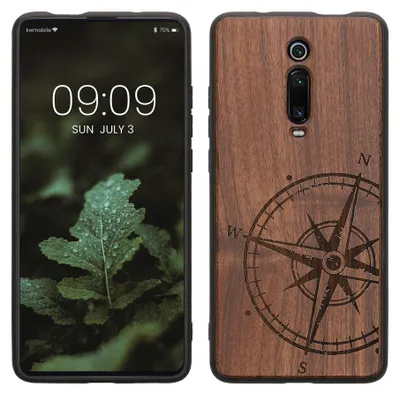 Produktbild von kwmobile Handyhülle für Xiaomi Mi 9T (Pro) / Redmi K20 (Pro) Hülle Holz - Case mit TPU Bumper - Stoßfestes Hardcase - Schutzhülle Cover in Dunkelbraun