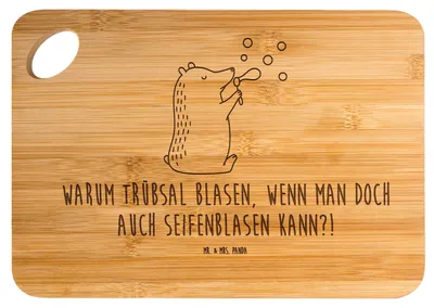 Produktbild von Mr. & Mrs. Panda Holzbrett Bär Seifenblasen - Transparent - Geschenk, holzschneidebrett, Hackbrett, Teddy, Brett, Schneidebrett, Lustig Sein Glücklich Traurig Happy