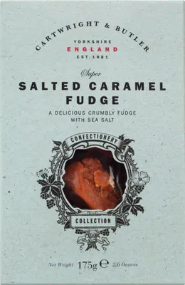 Produktbild von Salted Caramel Fudge, Karamell mit Butter und Meersalz, 175 g, Cartwright & Butler, England