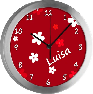 Produktbild von Kinderzimmer Funkwanduhr, Funkuhr Wanduhr Kinder, Blume rot 25 cm