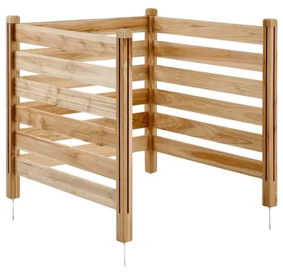 Produktbild von VEVOR Holz Sichtschutzzaun, 36" B x 36" L, 3-Panel Lattenzaun für Klimaanlagen, Poolgeräte-Einhausung mit Metallpfählen, Einfache DIY-Installation, Outdoor-Mülltonnenverkleidung für Gartendekoration, 914x914x914 mm