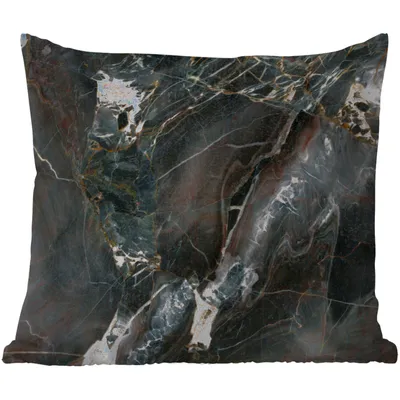 Produktbild von MuchoWow® Outdoor Kissen - Marmor - Schwarz - Gold - Muster - 50x50 cm - Wetterfest - Lounge Kissen - Komfortabel - Kissen mit Bild