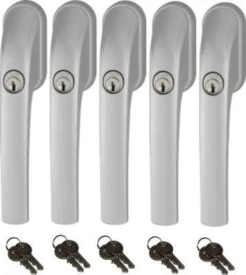Produktbild von Abus FG300 abschließbarer Fenstergriff silber, im Set 5 Stück gleichschließend, Schließung AL0089 mit insgesamt 10 Schlüssel
