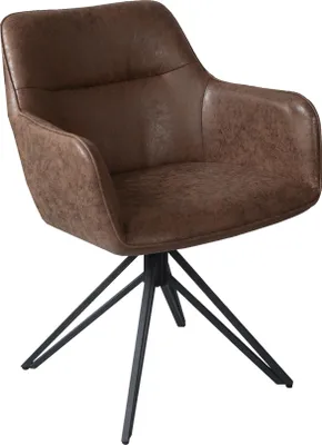 Produktbild von Drehstuhl 180 Grad drehbar Armlehnstuhl Wildleder-Optik Metallgestell schwarz PITT