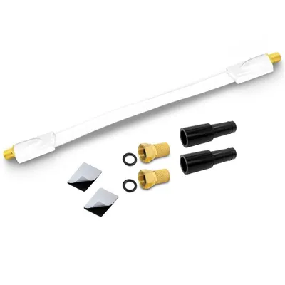 Produktbild von ARLI Fensterdurchführung Ultra Slim Weiß – Flachkabel + 2x F-Stecker + 2x Gummitüllen TV SAT DVB-S2 DVB-T2 für Fenster & Türen
