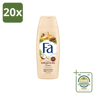 Imagen del producto de 20 unidades de crema y aceite para ducha con cacao, enriquecida con manteca de cacao y aceite de coco, 250 ml - Paquete de suministro - 20 unidades