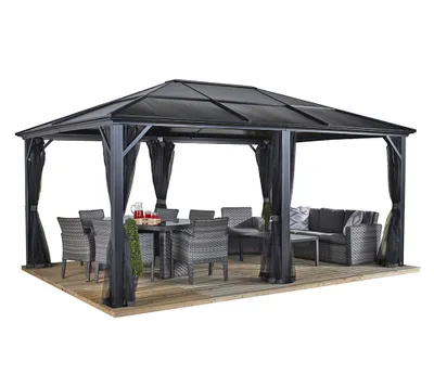 Produktbild von Sojag Meridien 1216 Pavillon mit festem Dach inkl. Moskitnetz 4x5 m