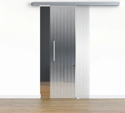 Produktbild von Pertura Glasschiebetür Komplettset Glera Ripple 02 775x2175 mm Rechts inkl.Beschlag Selir Aluminium Edelstahloptik,Stang