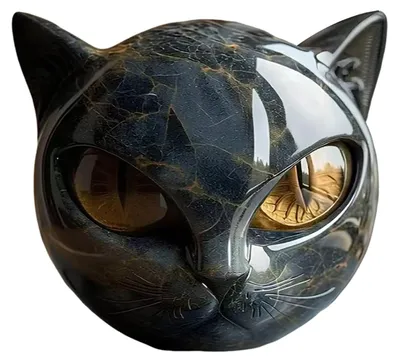 Produktbild von 1/2 Stück Schwarze Katze Steinskulptur, handgeschnitzter Katzenkopf, Statue, Figur, Dekoration für Zuhause, Büro, Schreibtisch, Geschenk für Katzenliebhaber