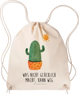 Produktbild von Mr. & Mrs. Panda Jutebeutel Kaktus Sonne - Transparent - Geschenk, Sportbeutel, Turnbeutel, wander rucksack, Liebeskummer, Neustart, Freundin, Motivation, Kakteen, Beutel
