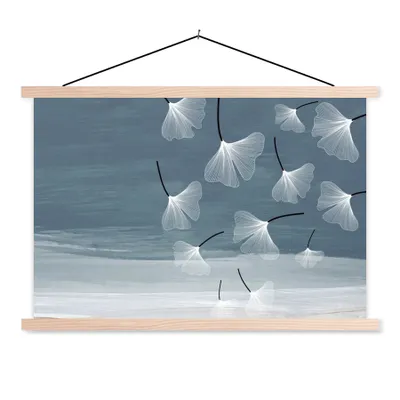 Produktbild von MuchoWow® Textilposter Malerei - Pflanzen - Blätter - Ölfarbe 120x80 cm mit holzfarbenen Rahmen - Aufhängeset