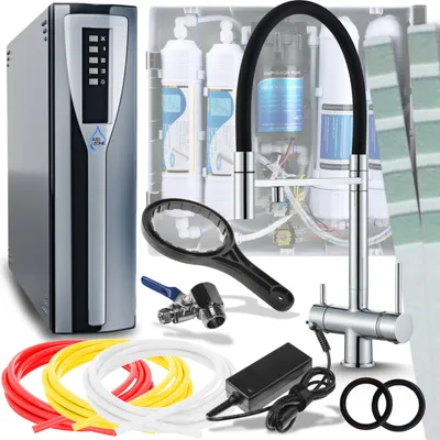 Obrázek produktu pro 3cestná kuchyňská baterie Ari HighFlex s vytahovací sprškou, otočnou výtokovou trubicí 360°, přípojkou pro filtr, chrom