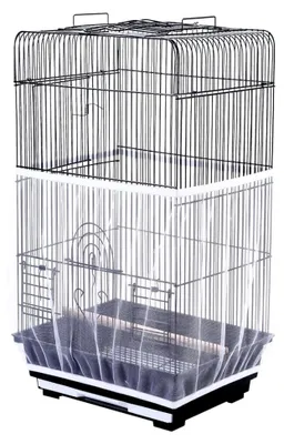 Produktbild von Vogelkäfigabdeckung, Samenfänger für Vogelkäfige, Schutznetz für Vogelkäfige, verstellbare Abdeckung, weiches und luftiges Netz, Abdeckung für runde und quadratische Käfige, Weiß
